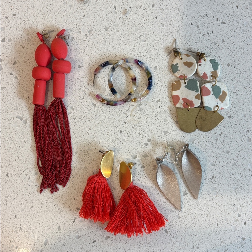 Colorful Earring Set with Tassels and Hoops Bundle